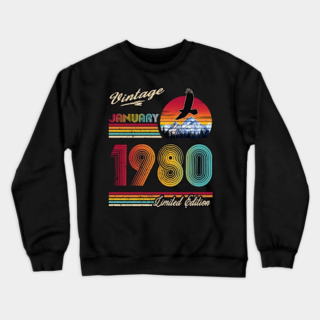 January 1980 Birthday Crewneck Sweatshirt by Green Splash